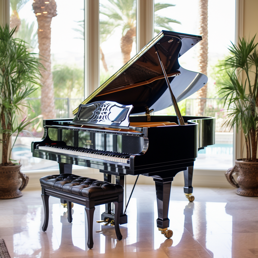 Baby grand piano in Las Vegas. © 2023 PMLV.